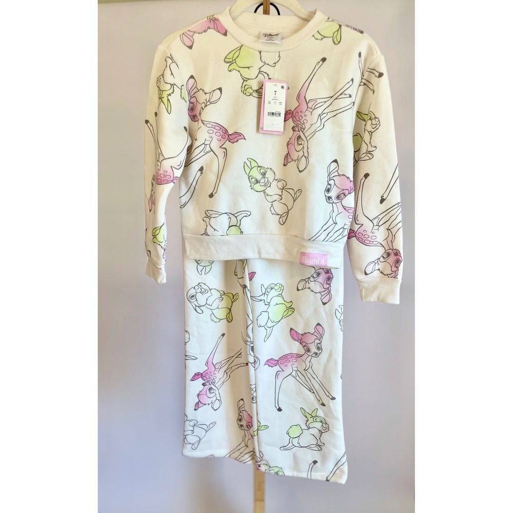 Disney Bambi Thumper Sweatshirt and Sweatpants Set Kids Size M 8 Cream Pastel